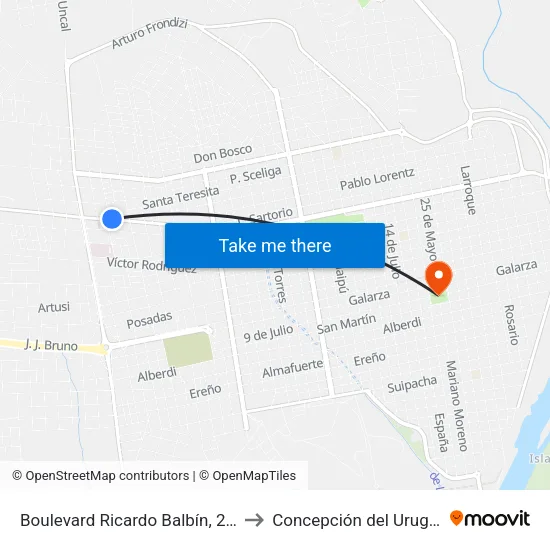 Boulevard Ricardo Balbín, 2081 to Concepción del Uruguay map