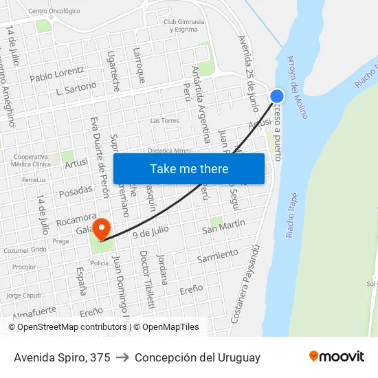 Avenida Spiro, 375 to Concepción del Uruguay map