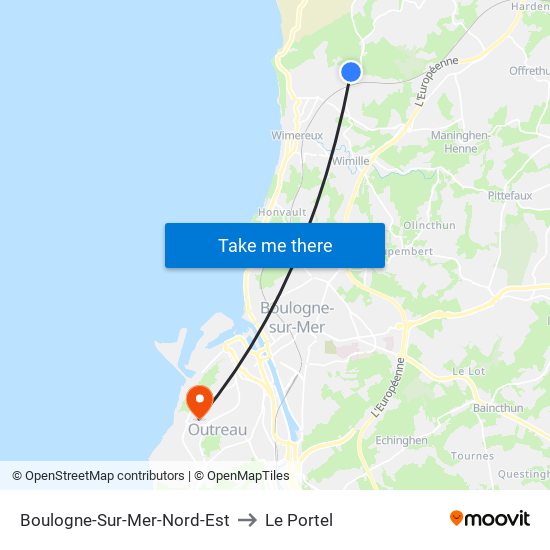 Boulogne-Sur-Mer-Nord-Est to Le Portel map