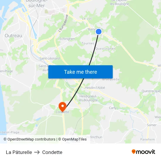 La Pâturelle to Condette map