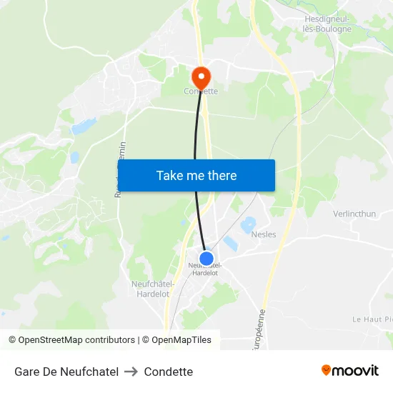Gare De Neufchatel to Condette map