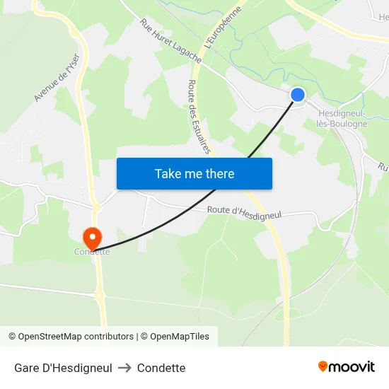 Gare D'Hesdigneul to Condette map