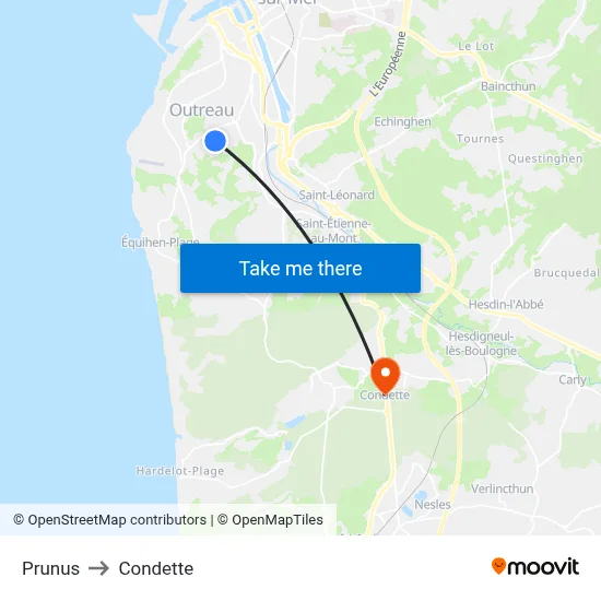 Prunus to Condette map