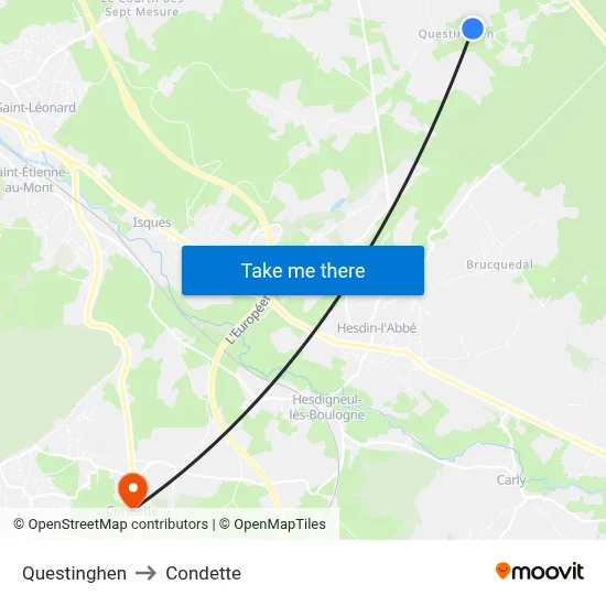 Questinghen to Condette map