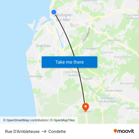 Rue D'Ambleteuse to Condette map