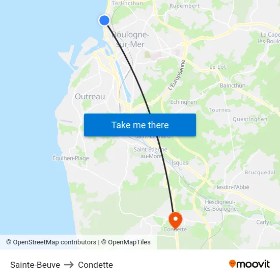 Sainte-Beuve to Condette map
