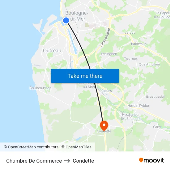 Chambre De Commerce to Condette map