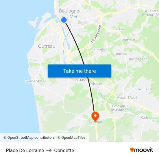 Place De Lorraine to Condette map