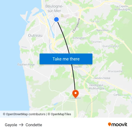 Gayole to Condette map