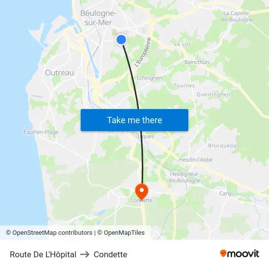 Route De L'Hôpital to Condette map