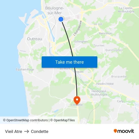 Vieil Atre to Condette map