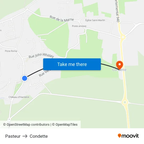 Pasteur to Condette map