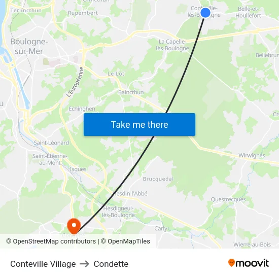 Conteville Village to Condette map