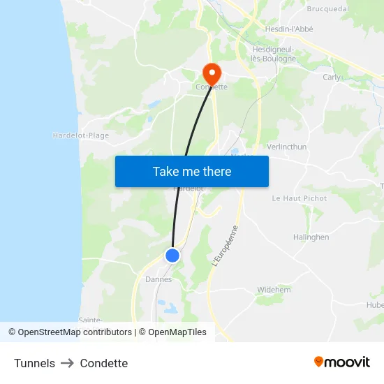 Tunnels to Condette map