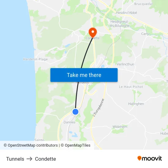 Tunnels to Condette map