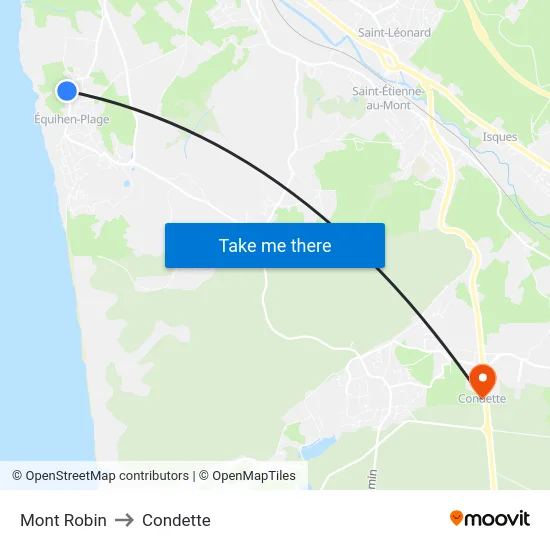 Mont Robin to Condette map