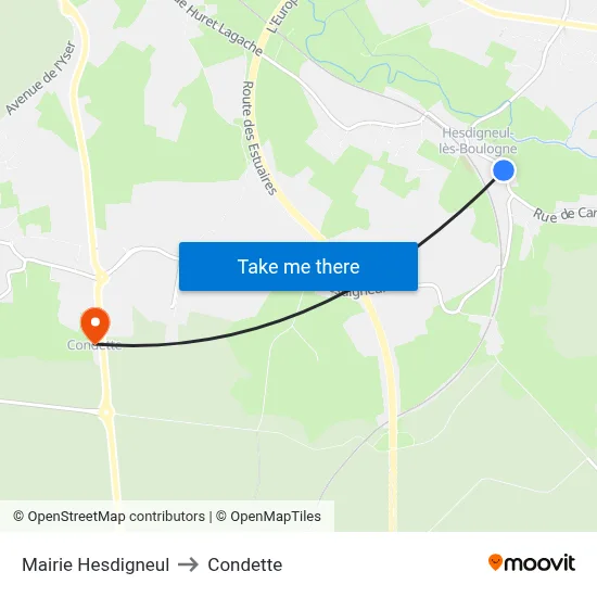 Mairie Hesdigneul to Condette map