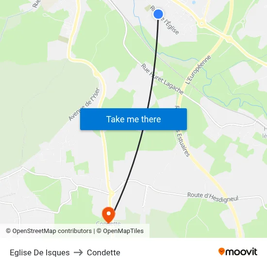 Eglise De Isques to Condette map