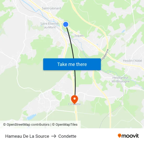 Hameau De La Source to Condette map
