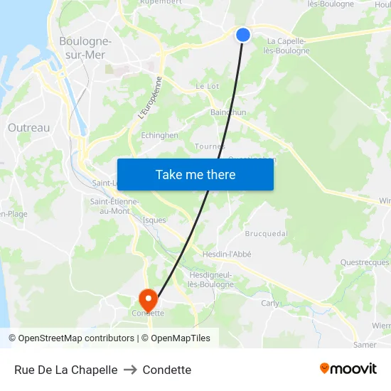 Rue De La Chapelle to Condette map
