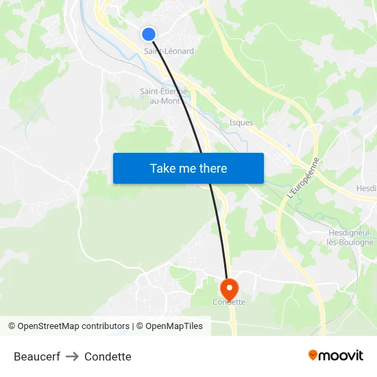 Beaucerf to Condette map