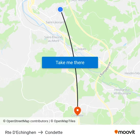 Rte D'Echinghen to Condette map