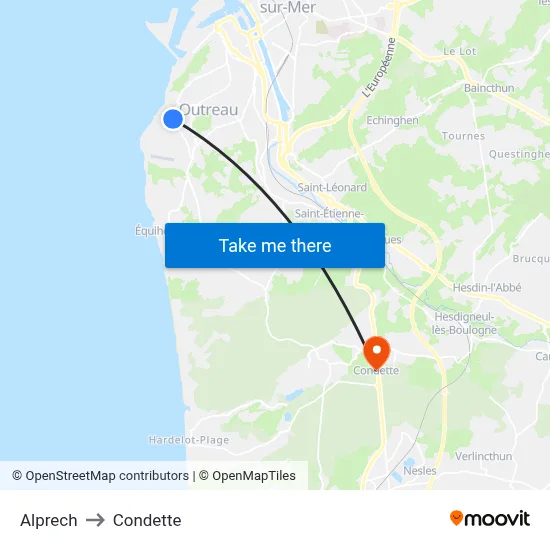 Alprech to Condette map