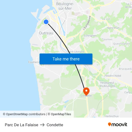 Parc De La Falaise to Condette map