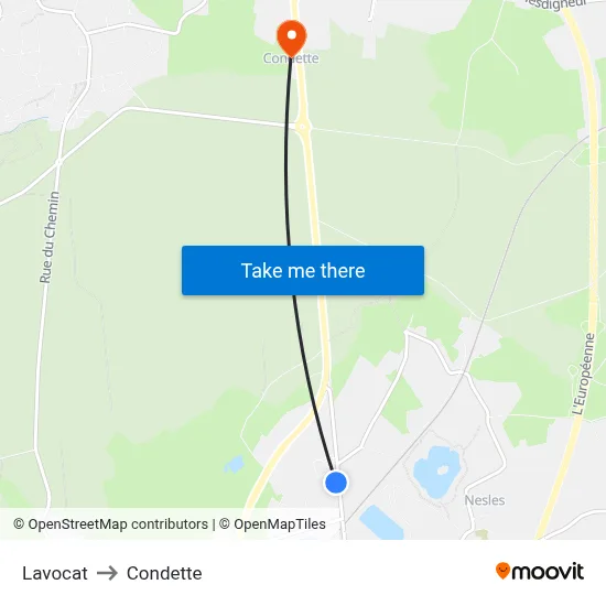 Lavocat to Condette map