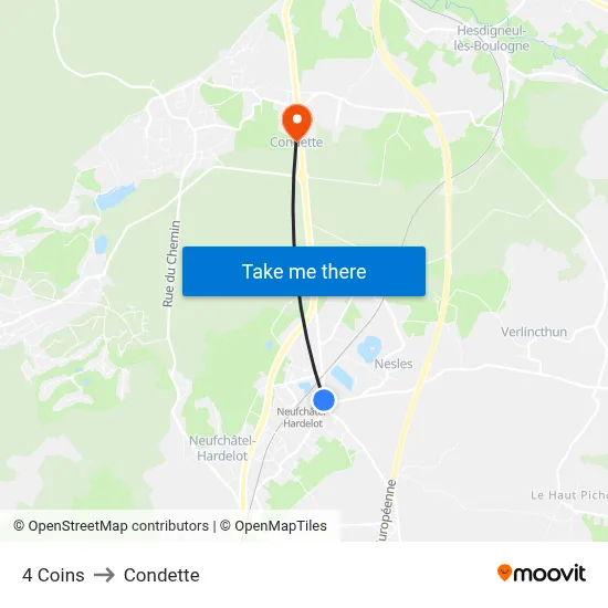 4 Coins to Condette map