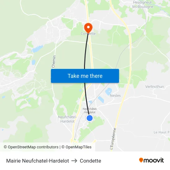 Mairie Neufchatel-Hardelot to Condette map