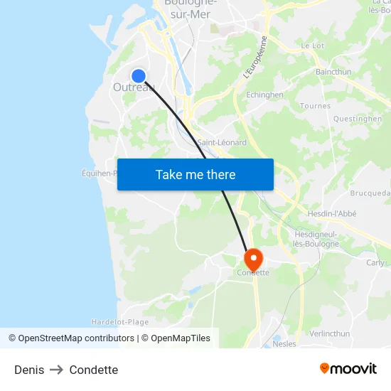 Denis to Condette map