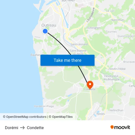 Dorémi to Condette map