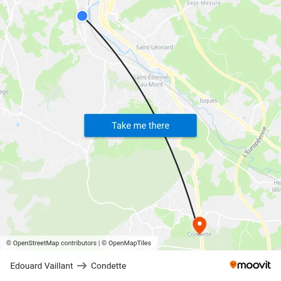 Edouard Vaillant to Condette map