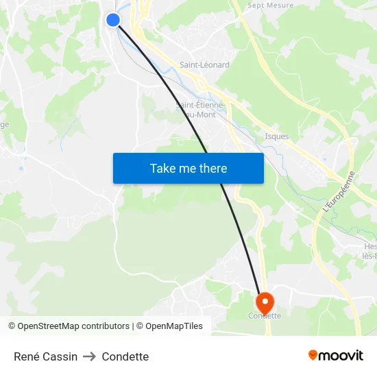 René Cassin to Condette map