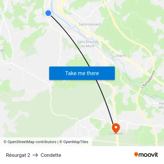 Résurgat 2 to Condette map