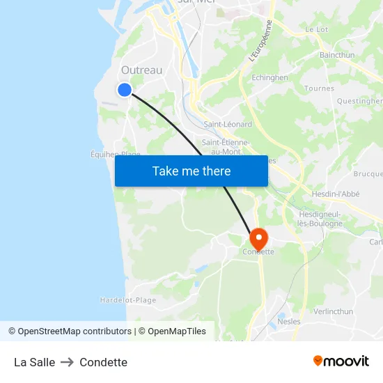 La Salle to Condette map