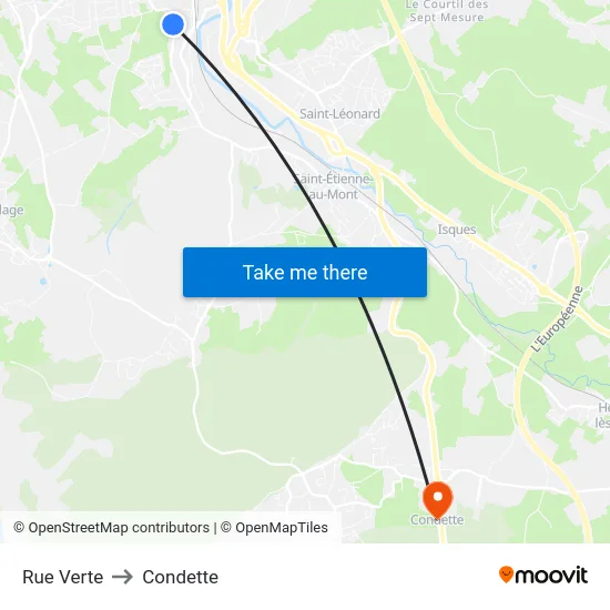 Rue Verte to Condette map