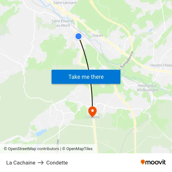 La Cachaine to Condette map