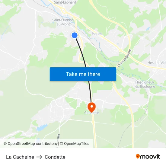 La Cachaine to Condette map