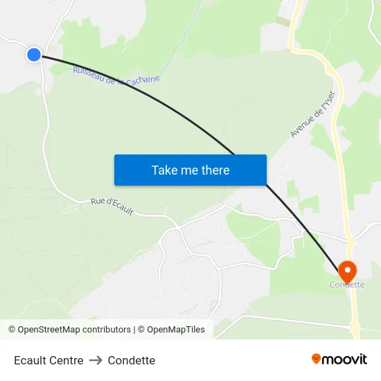 Ecault Centre to Condette map