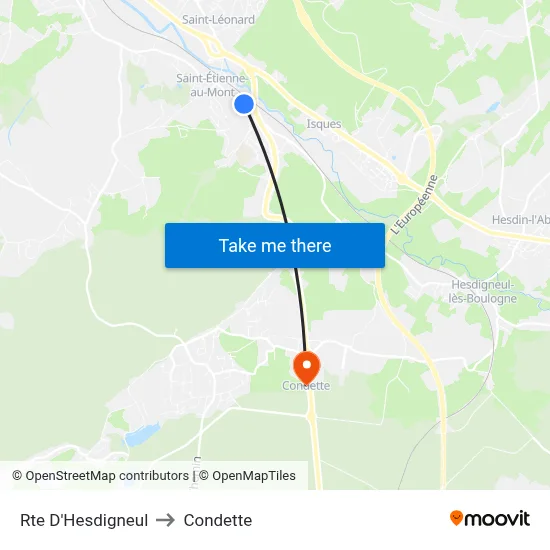 Rte D'Hesdigneul to Condette map