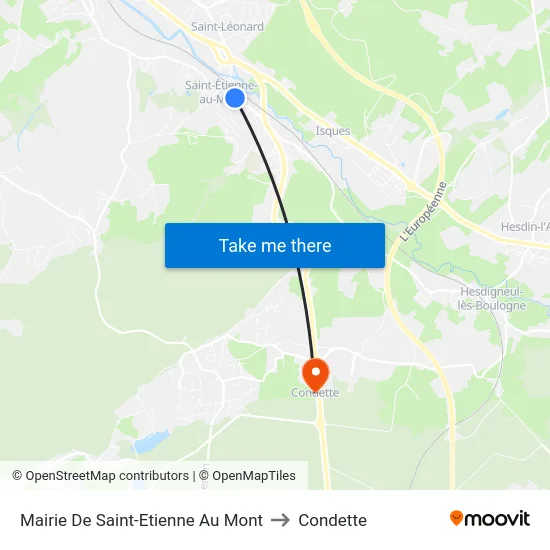 Mairie De Saint-Etienne Au Mont to Condette map