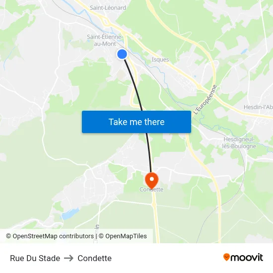 Rue Du Stade to Condette map