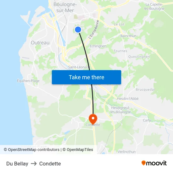 Du Bellay to Condette map