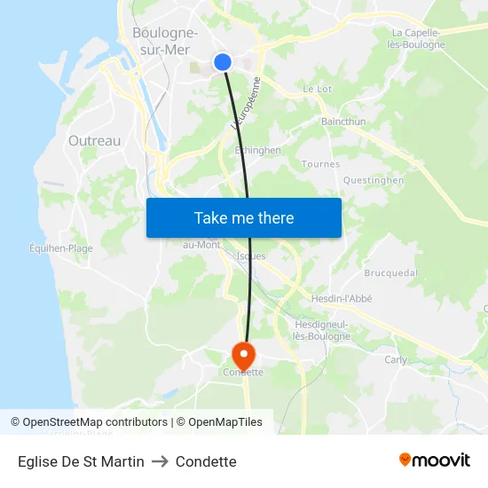 Eglise De St Martin to Condette map