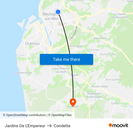 Jardins De L'Empereur to Condette map