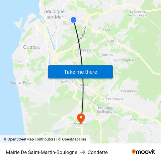 Mairie De Saint-Martin-Boulogne to Condette map