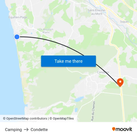 Camping to Condette map