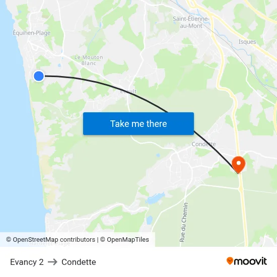 Evancy 2 to Condette map